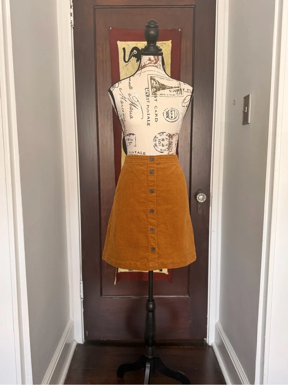J. Crew Corduroy Button-Front A-Line Mini Skirt - Mustard